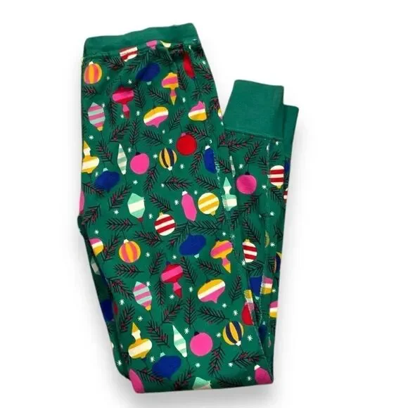 Hanna Andersson Festive Long John Pajama Pant Green Red Delightful Decorations - Picture 9 of 9